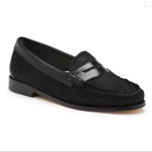 Bass Weejuns Loafers Black Patent & Calf Hair 6.5